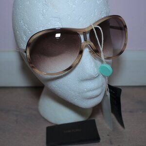 Tom Ford New EXC Sascha TF56 Oversized Tortoise Acetate Aviator Sunglasses